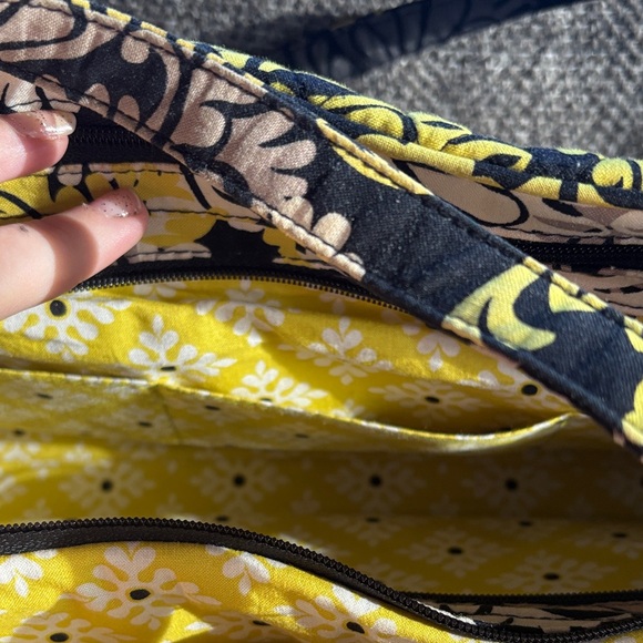 Vera Bradley Elegant Floral Black and Yellow Shoulder Bag - Picture 4 of 7